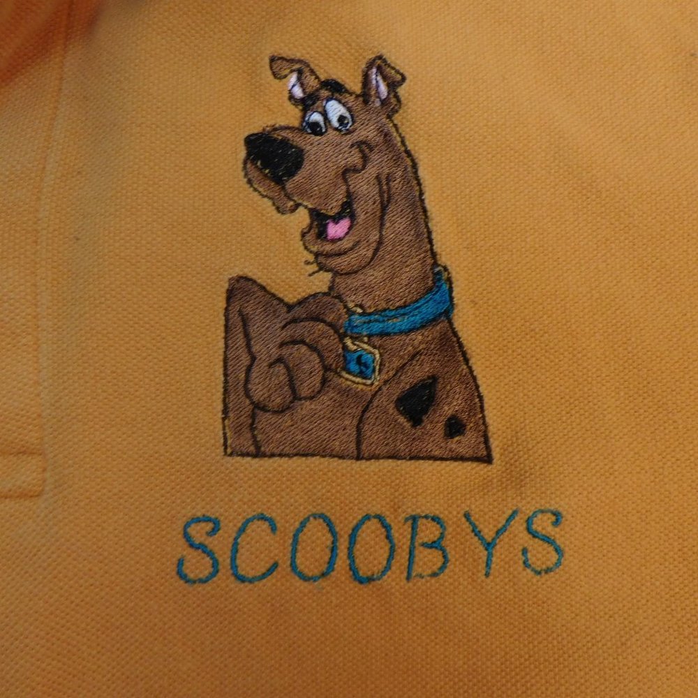 Old Navy Large Regular Fit Scooby Doo Embroidered Polo Shirt Orange - Picture 5 of 6